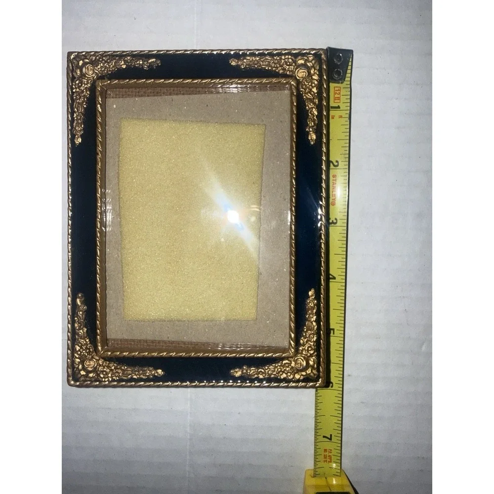 Vintage Black & Gold Baroque Style Ornate Picture Frame Mid-Century